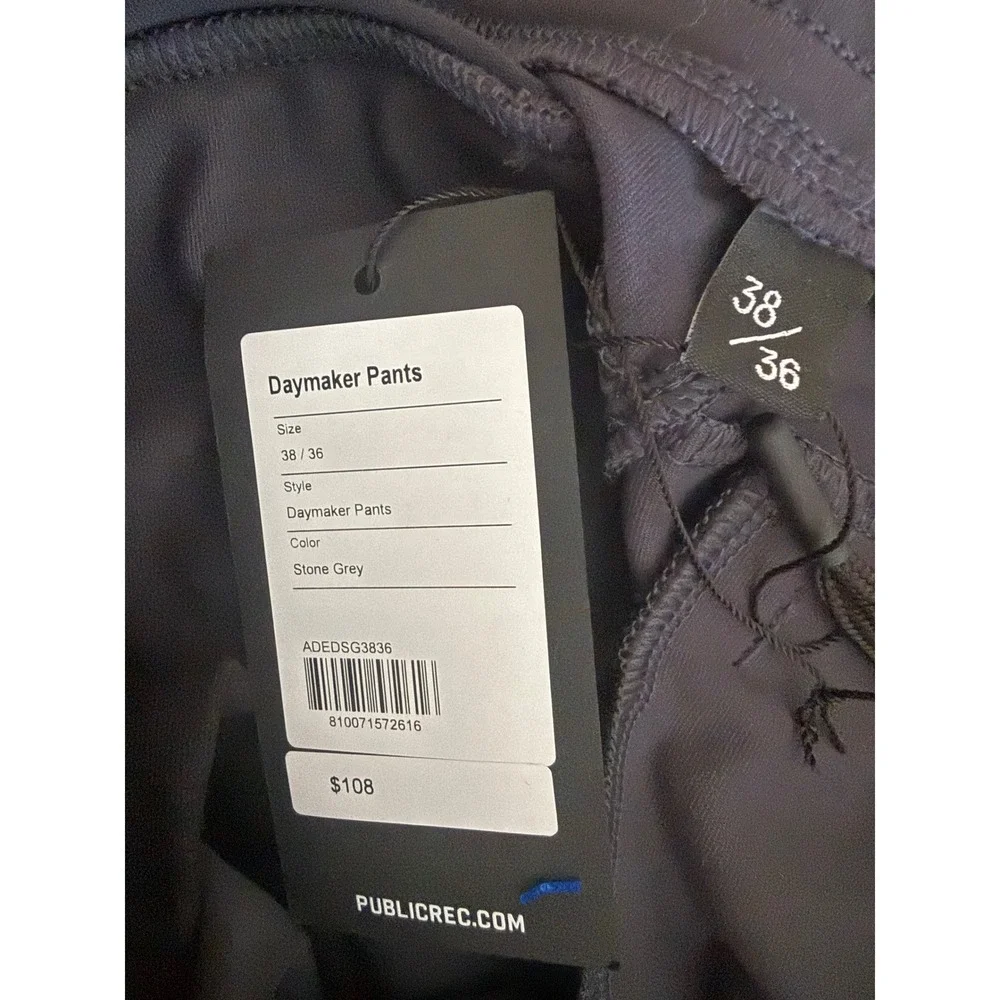 Public Rec Daymaker Pants‎ Stone Grey Mens 38X36 NWT Retail $108 Active Stretch